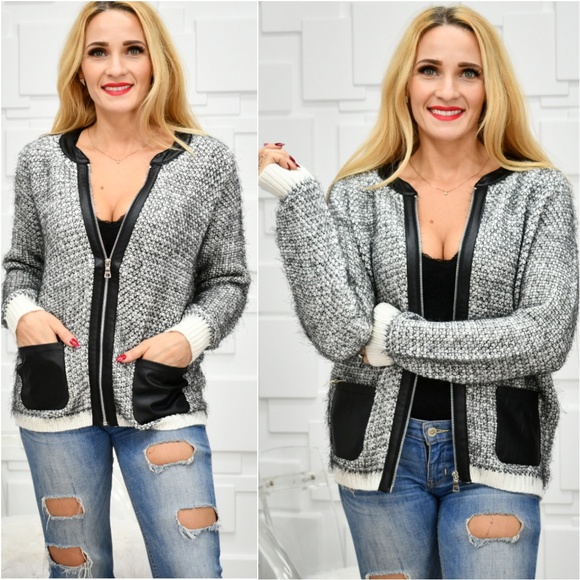 MODA ME COUTURE Sweaters - Knit Zip Up Sweater